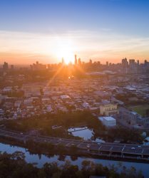 Melbourne city sunset