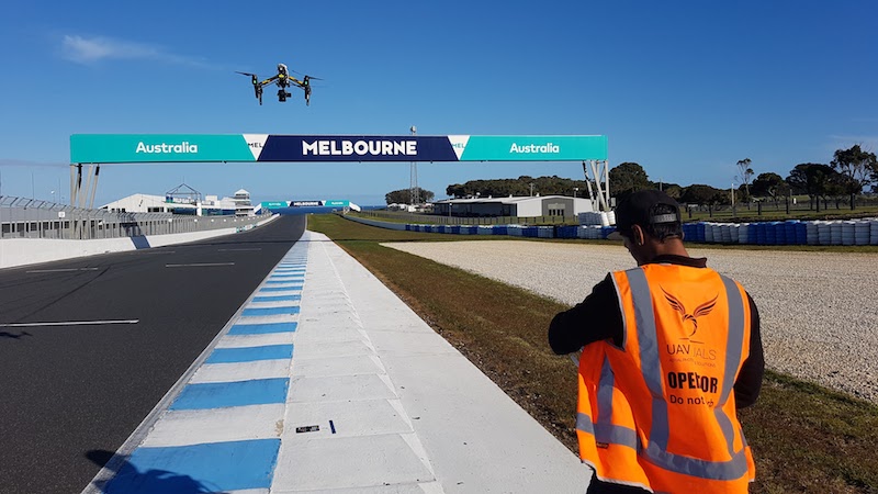 UAVisuals drone mapping racetrack for MotoGP